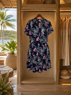 Banana Republic Floral Shirt Dress Size 6 Belted Pockets Preppy Cottagecore Chic